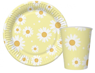 ZESTAW STOKROTKI TALERZYKI+KUBECZKI ŻÓŁTE