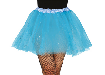 SPÓDNICZKA NIEBIESKA Z DROBINKAMI TIULOWA 40 CM