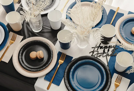 TALERZYKI PAPIEROWE CZARNE 18 CM 6 SZT