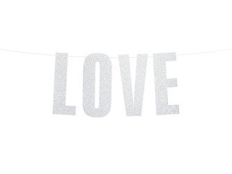 BANER LOVE SREBRNY 21 X 55 cm