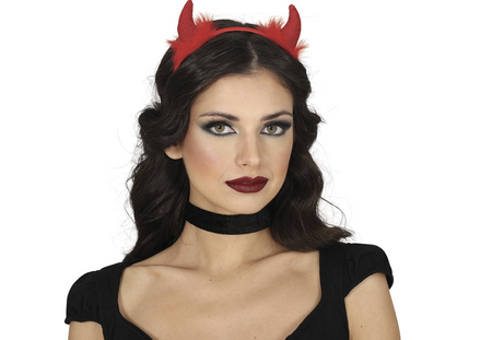 OPASKA ROGI DIABLICY CZERWONE Z PUSZKIEM