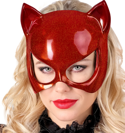 MASKA KOTA CZERWONO-POMARAŃCZOWA DAMSKA