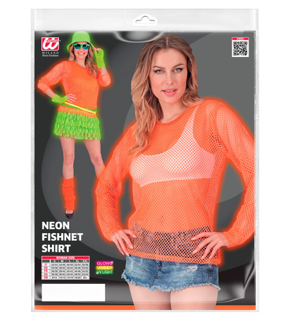 KOSZULKA BLUZKA Z SIATKI POMARAŃCZOWA RĘKAW 