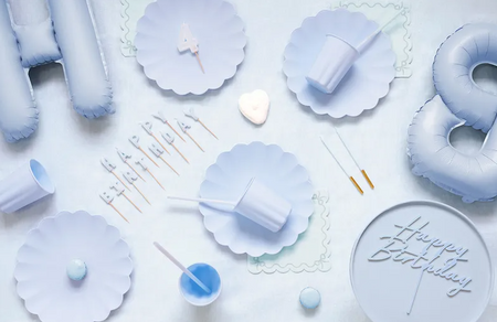 TOPPER AKRYLOWY NA TORT HAPPY BIRTHDAY MGLISTY NIEBIESKI 16.5 CM