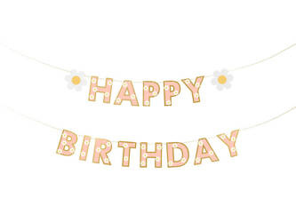 BANER HAPPY BIRTHDAY W KWIATKI 200 X 14.5 CM