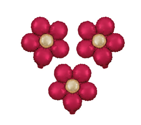 BALONY FOLIOWE KWIATY CZERWONY MATOWY 45 CM 3 SZT