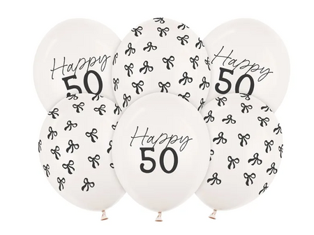 BALONY LATEKSOWE GLAMOUR 50 HAPPY BIRTHDAY 30 CM 6 SZT