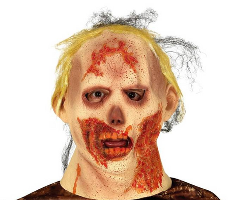 MASKA LATEKSOWA ZOMBIE Z WŁOSAMI