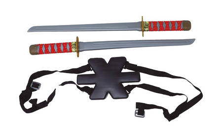 2 SHOULDER SAMURAI SWORDS 55 CM