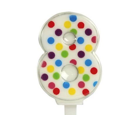Swieczka Confetti Cyfra 8, 6.5 cm
