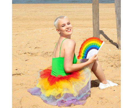 Wachlarz Rainbow 23 cm kolorowy tęczowy tęcza