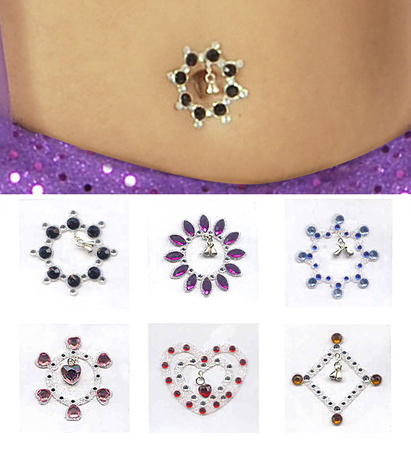 Pk 24 "STRASS BELLY JEWELRY WITH PENDANT" 6 styles ass.