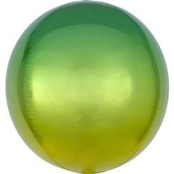 BALON FOLIOWY KULA OMBRE ŻÓŁ-ZIEL 38 X 40 CM