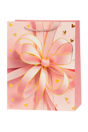 TOREBKA PREZENTOWA KOKARDA RÓŻOWA 23 X 18 X 10 CM