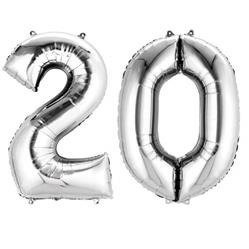 BALON FOLIOWY LICZBA 20 SREBRNA