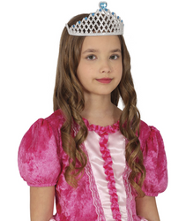 SREBRNA TIARA Z NIEBIESKIM SERCEM