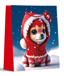 TORBA PREZENTOWA PIESEK W KAPTURZE 40 X 31 X 12 CM