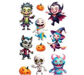 NAKLEJKI HALLOWEENOWE STWORKI 10 SZT