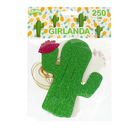 GIRLANDA PAPIEROWA KAKTUS ZIELONY BROKAT 250 CM
