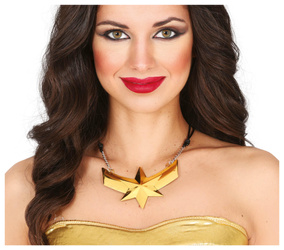 NASZYJNIK SUPERBOHATERKI METALOWA GWIAZDA ZŁOTA 10 CM