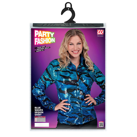 KOSZULA DAMSKA CEKINOWA NIEBIESKA TYGRYS