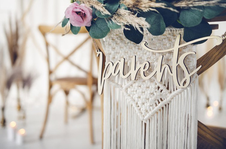 Zawieszka na krzesło - Parents, naturalne drewno (1 karton / 12 szt.)