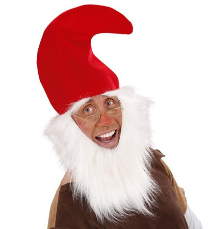 CZAPKA GNOM Z BRODĄ CZERWONA