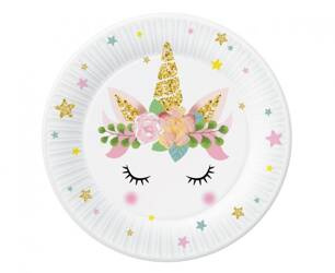TALERZYKI PAPIEROWE JEDNOROŻEC 18 CM 6 SZT.