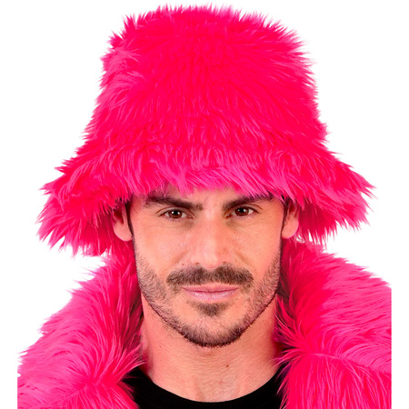 KAPELUSZ FUTRZASTY NEONOWY RÓŻ 