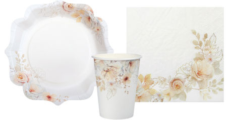 ZESTAW KWIATY SOFTNESS TALERZYKI+KUBECZKI+SERWETKI