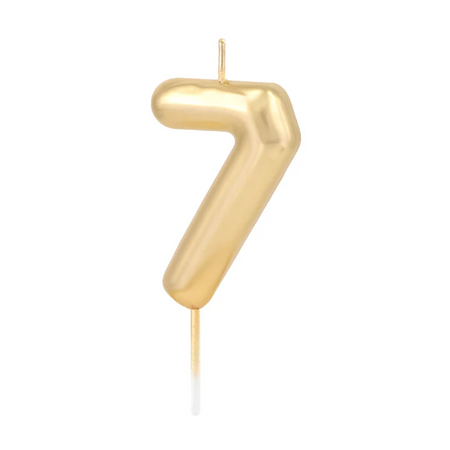 ŚWIECZKA URODZINOWA CYFRA 7 ZŁOTA POŁYSK 6 CM