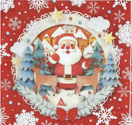 SERWETKI PAPIEROWE MERRY CHRISTMAS MIKOŁAJ 33 CM 20 SZT