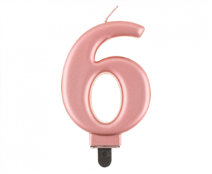 ŚWIECZKA CYFRA 6 RÓŻOWA