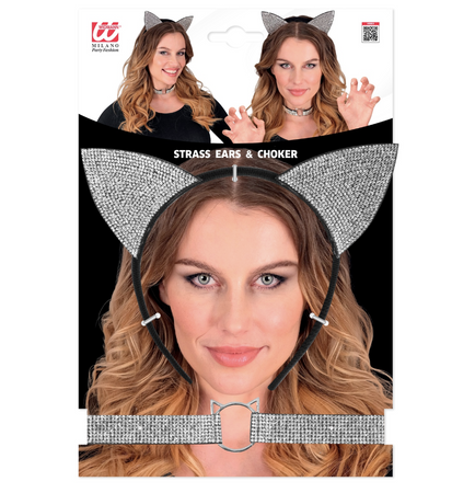 ZESTAW KOTKI Z CEKINAMI OPASKA I CHOKER