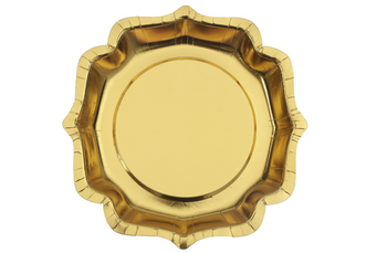 TALERZYKI PAPIEROWE METALIZOWANE ZŁOTE 27,5 CM