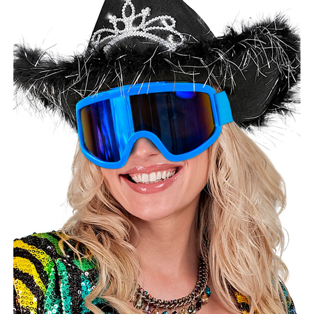 Gogle narciarskie niebieskie neonowe lata 80 apres ski party