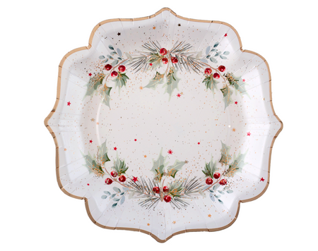 TALERZYKI PAPIEROWE ZIMOWA JARZĘBINA 21 CM 10 SZT