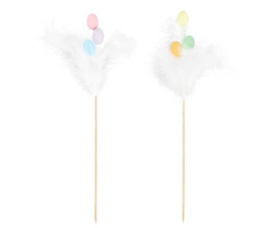 DEKORACJA JAJKA Z PIÓRKAMI NA PATYKU MIX 1 SZT. WIELKANOC