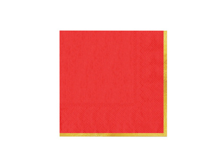 SERWETKI PAPIEROWE CZERWONE ZE ZŁOTYM OBRAMOWANIEM 33X33 CM 10 SZT