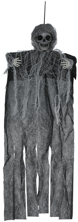 DEKORACJA WISZĄCY SZKIELETOR W TUNICE SZARO-CZARNY 60 CM HALLOWEEN