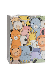 TOREBKA PREZENTOWA ZWIERZĄTKA SAFARI BROKATOWA 26 X 32 X 10 CM