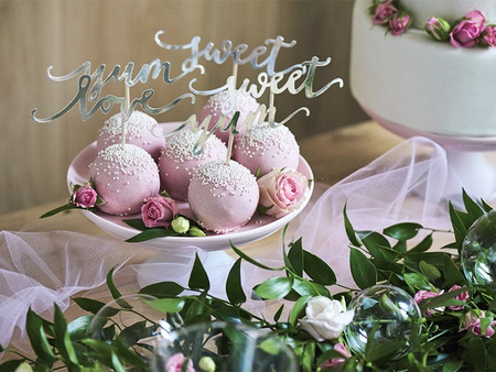 Dekoracje do muffinek Love, srebrny, 13cm  6 szt.