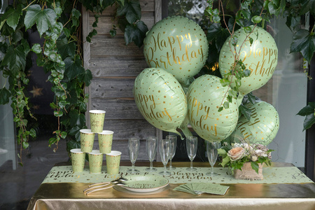 BALON FOLIOWY URODZINY GWIAZDKI OLIWKOWY 45 CM