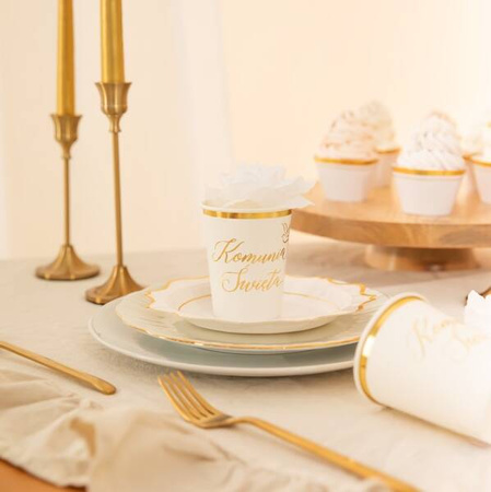 ZESTAW TALERZYKI I KUBECZKI KOMUNIA ZŁOTO