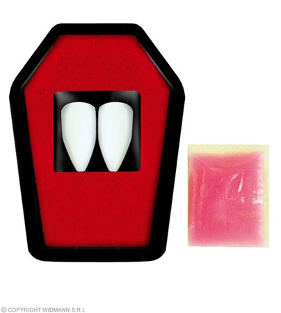 KŁY WAMPIRA NAKŁADKI NA ZĘBY W TRUMNIE