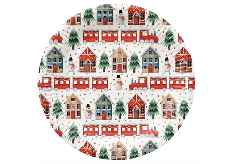 TALERZYKI PAPIEROWE ŚWIĄTECZNE DOMKI 8 SZT 