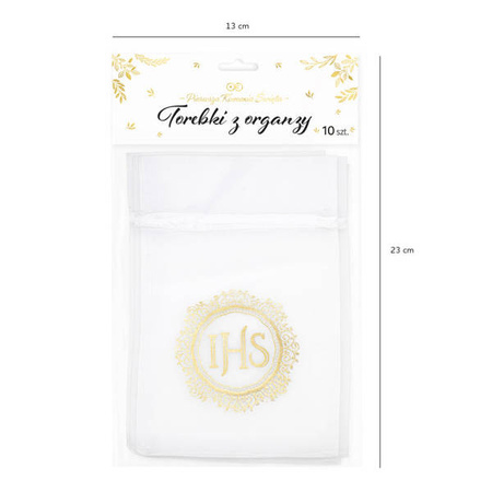 WORECZKI Z ORGANZY BIAŁE KOMUNIA ŚWIĘTA 10 SZT.