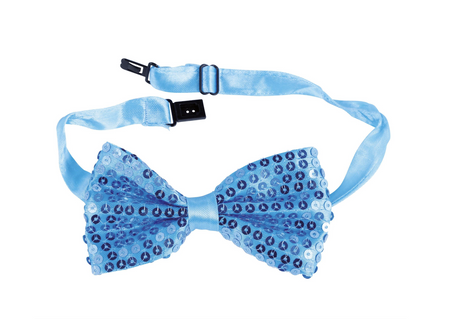 BŁĘKITNA CEKINOWA MUSZKA 12 CM