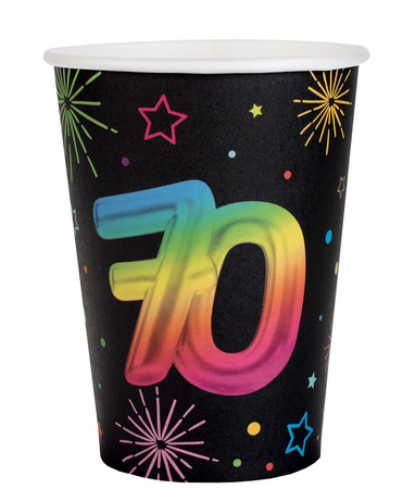 KUBECZKI PAPIEROWE FIESTA 70 URODZINY 270 ML 6 SZT