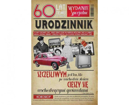 KARTKA URODZINOWA 60 URODZINY 13 X 20,5 CM